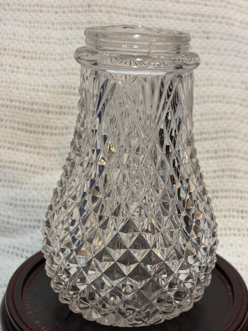 Vintage Clear Glass Diamond Pattern Sugar Shaker / Dispenser Base